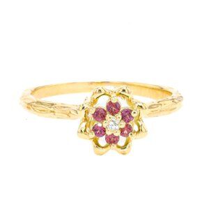 ❤️ sold~ DEAL! 10k Gold Original Tulip Ring 🌷 - Ruby and Diamond